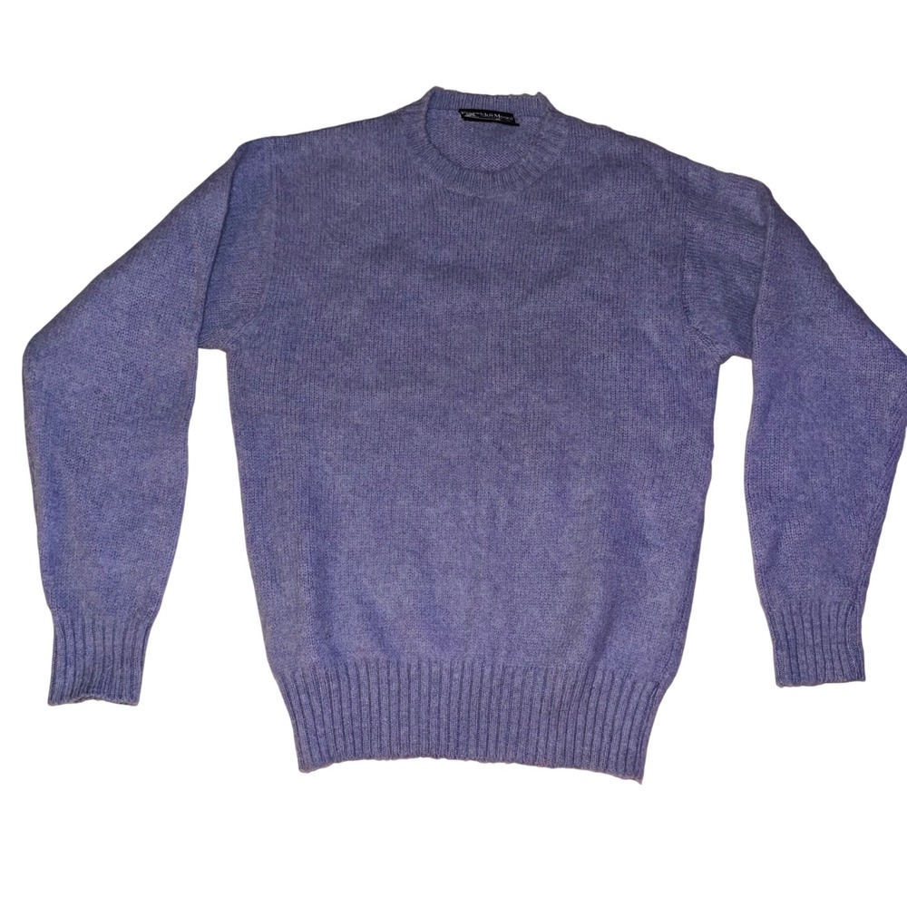 Preswick & Moore Shetland 100%‎ Wool Crewneck Sweater Periwinkle Blue Size S